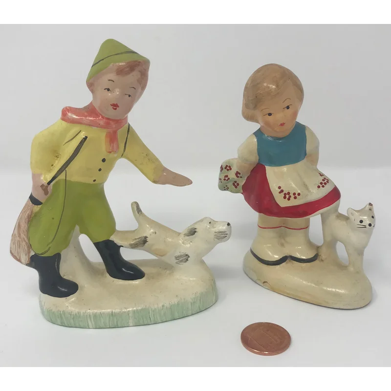 Vintage Ceramic Figurines of German Boy and Girl