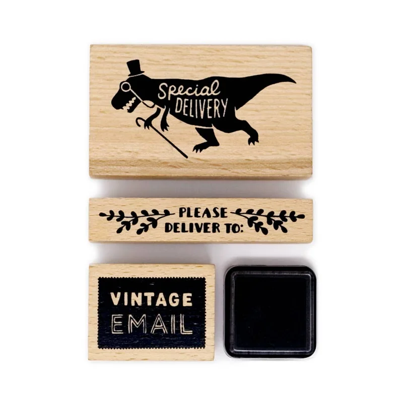 Vintage Email Rubber Stamp Set
