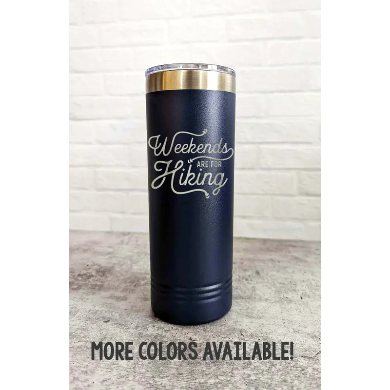 Weekends Are For Hiking Skinny Tumbler Travel Mug – Green
