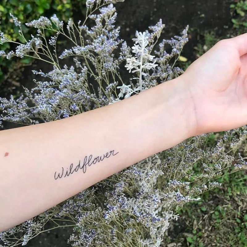 Wildflower Calligraphy Temp Tattoo