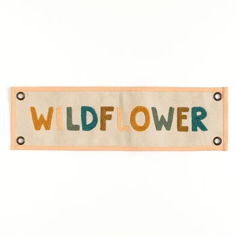 Wildflower Embroidered Canvas Banner