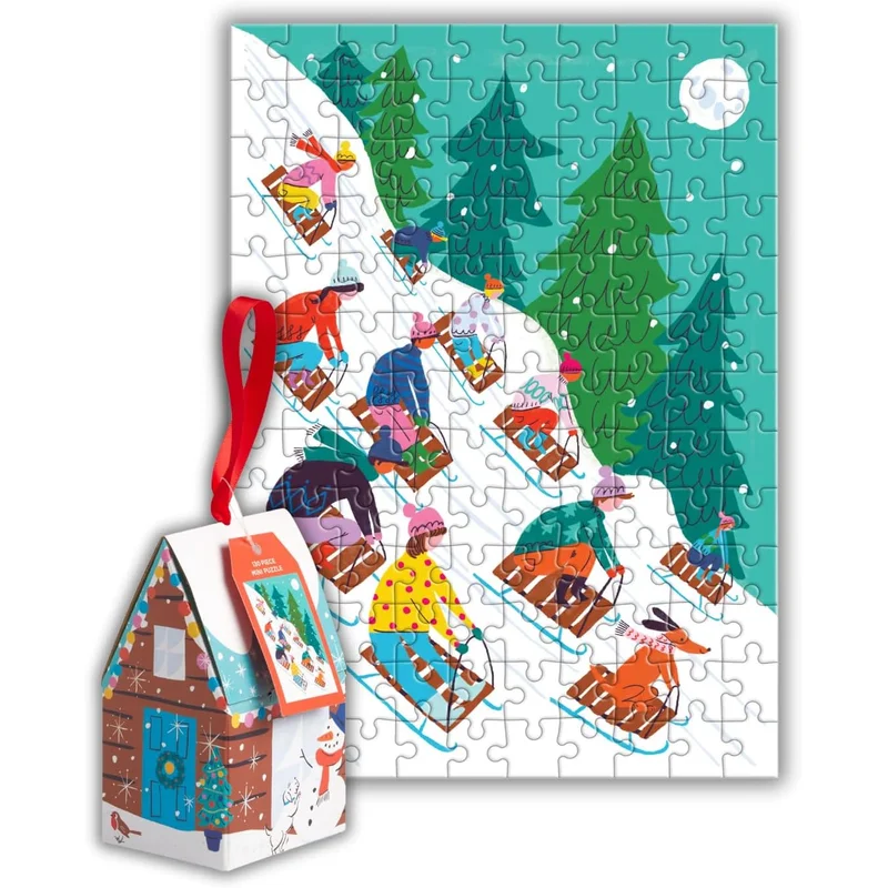 Winter Sledding 130pc Puzzle Ornament
