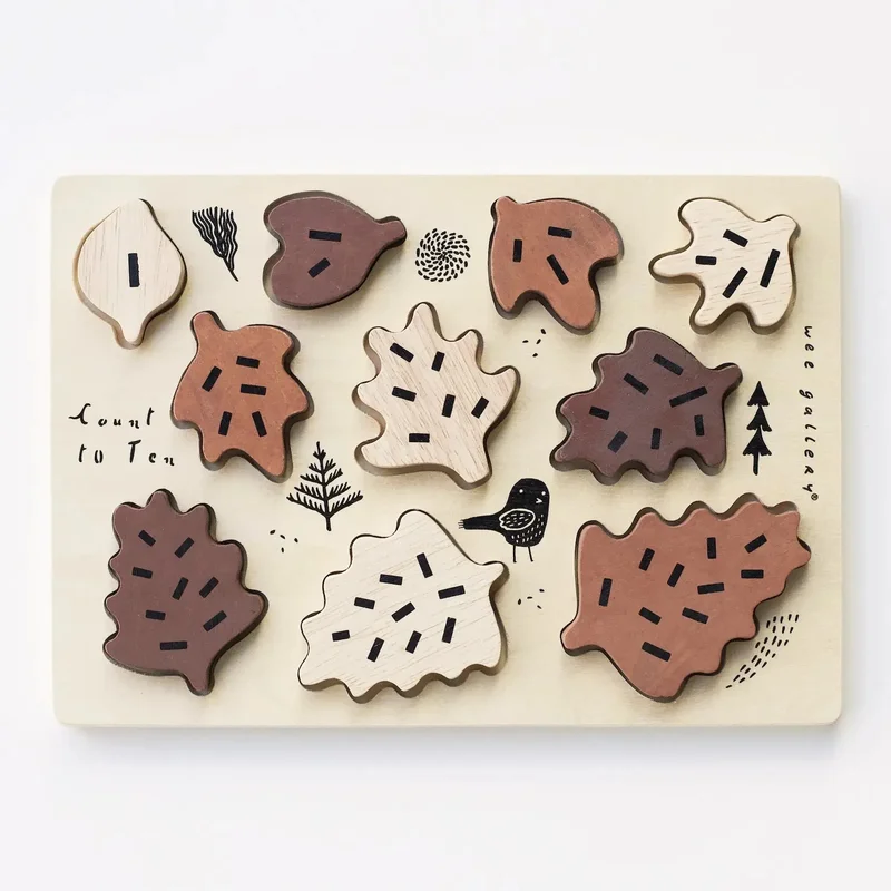 Wooden Tray Puzzle – Count to 10 Leaves