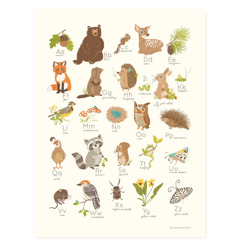 Woodland Alphabet Art Print (12×16)